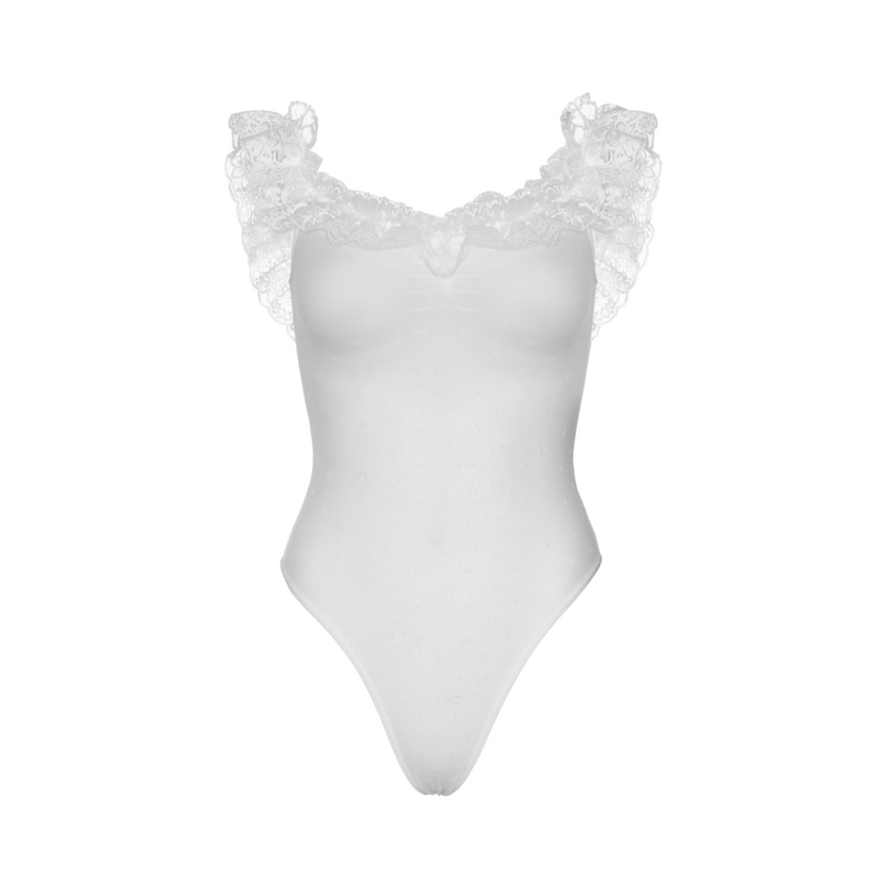 Leg Avenue - Lace Ruffle Teddy Body - Wit